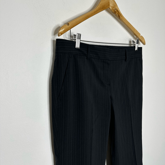 THEORY PINSTRIPE Textured Trouser Black career dress pants womens 8 - Picture 3 of 8